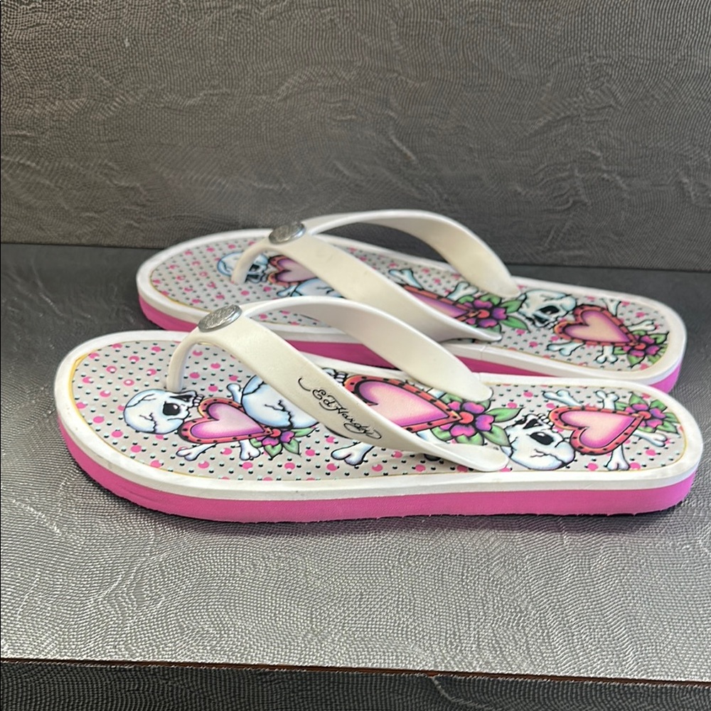 Ed Hardy White and Pink Sandals - Picture 7 of 7